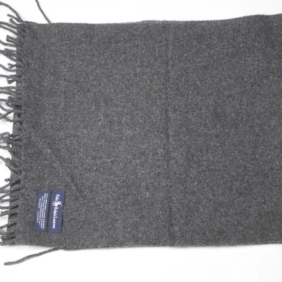 Polo Ralph Lauren Wrap Stole Shawl 100% Lambs Wool Dark Gray Used - Picture 1 of 5